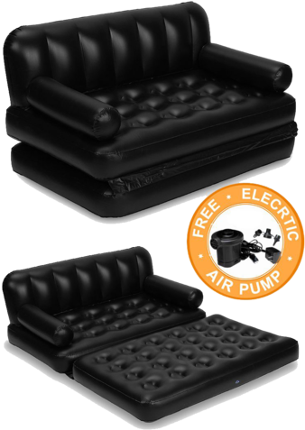 Air Sofa Cum Bed Black - Sofa Air Bed (346x499), Png Download