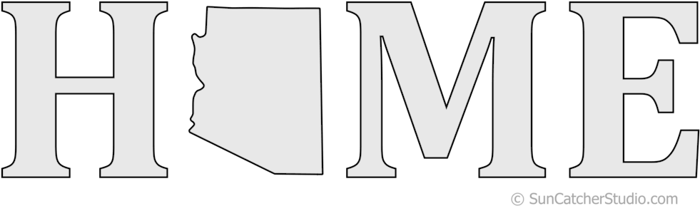 Arizona Home Stencil Pattern Shape State Stencil Clip - Pattern (1020x303), Png Download