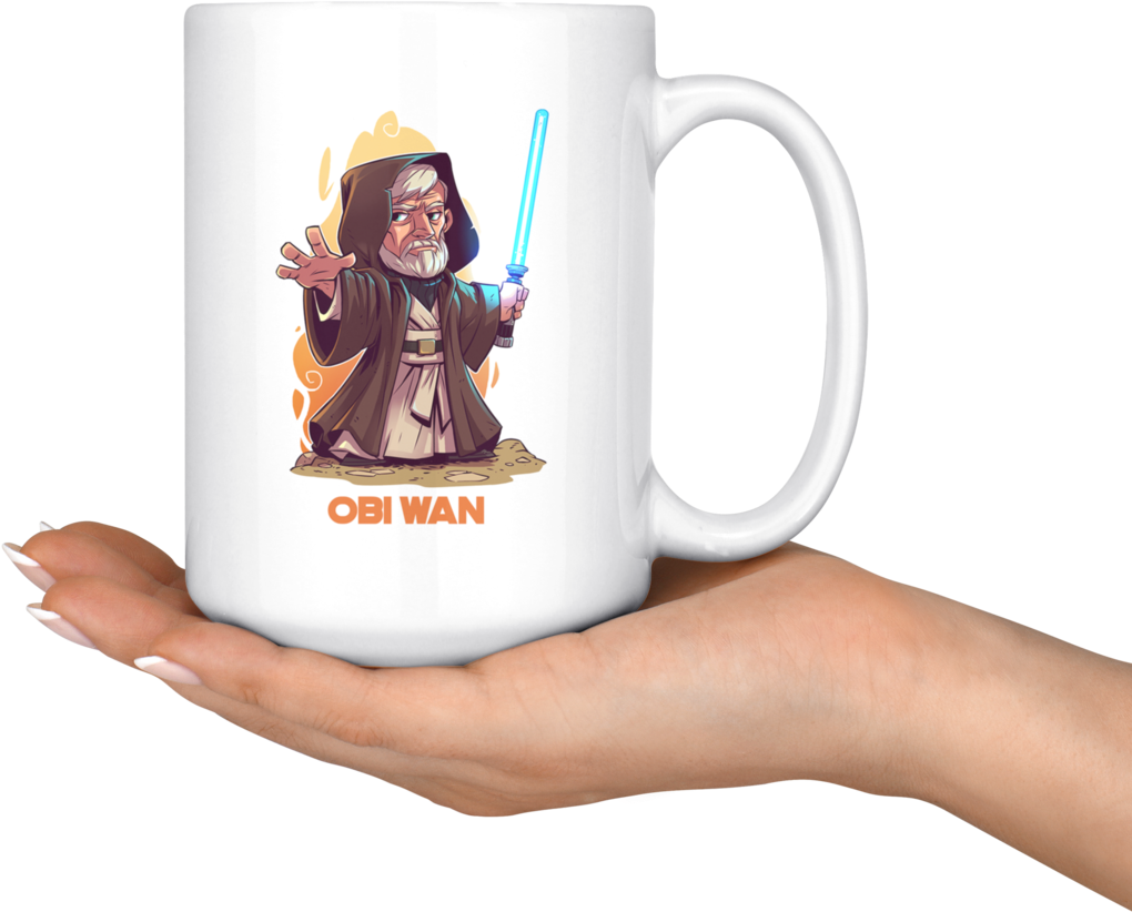 Obi Wan Chibi Mug Star Wars - Mug (1024x1024), Png Download