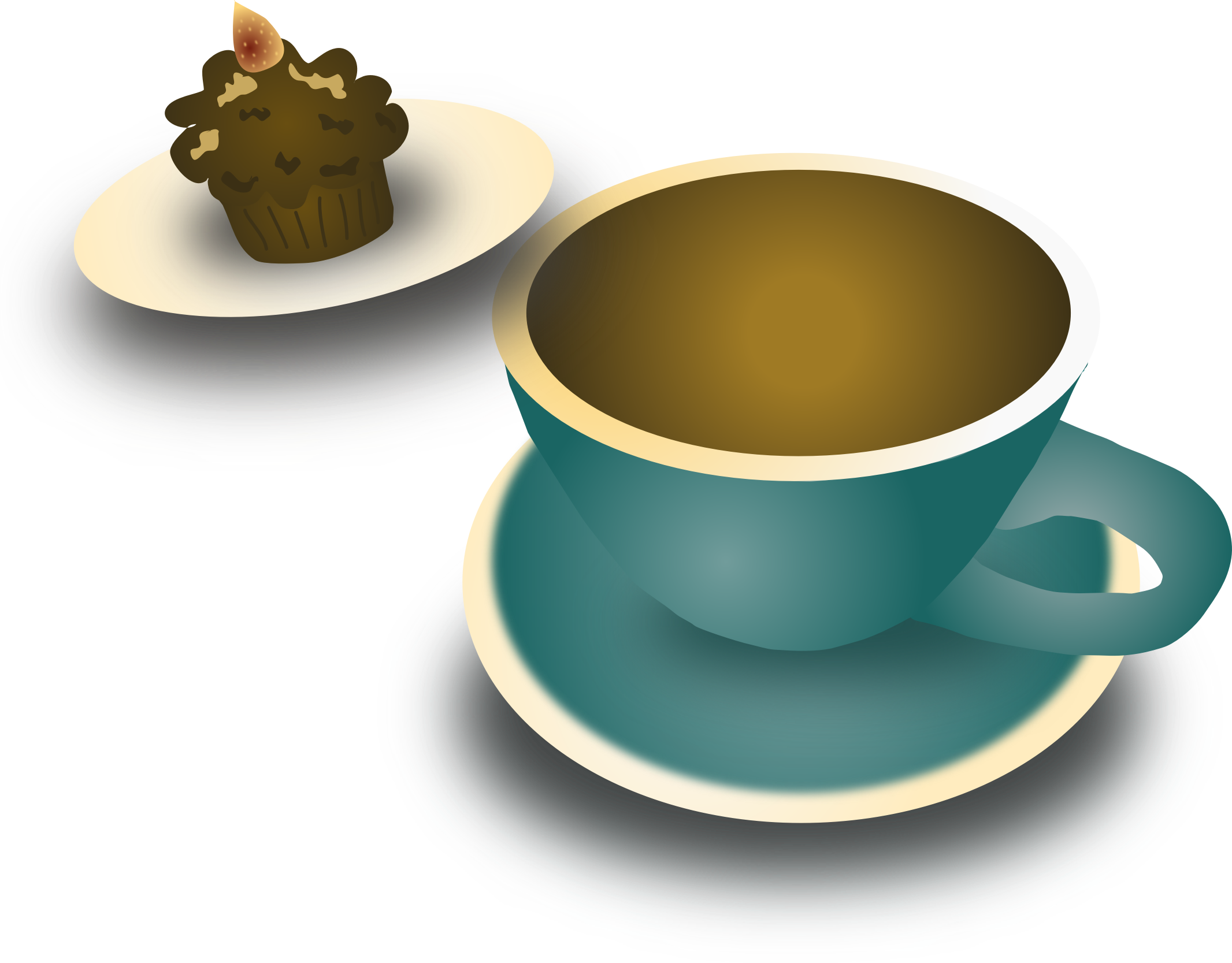 Free Coffee And Cupcake By - Cupcake And Coffee Clipart (2132x1667), Png Download