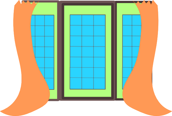 Window With Curtains At Vector - Vektor Jendela Png (600x407), Png Download
