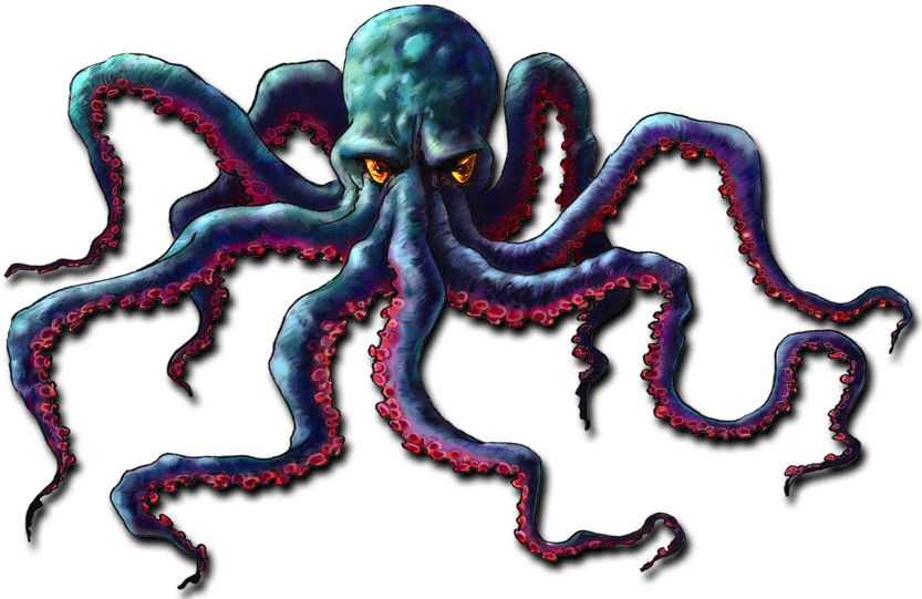 Octopus Squid Sea Tsunami Transprent Png Free - Octopus Monster (844x553), Png Download