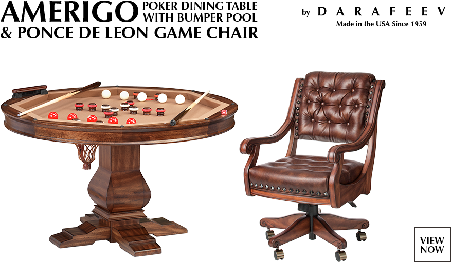 Amerigo Poker Dining Table With Bumper Pool & Ponce - Billiards N More (945x550), Png Download