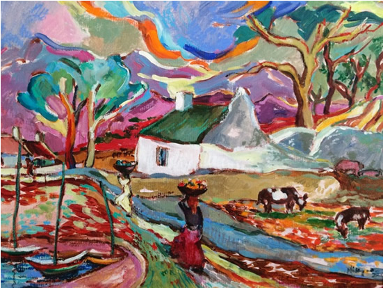 African Village Scene - Art (550x550), Png Download