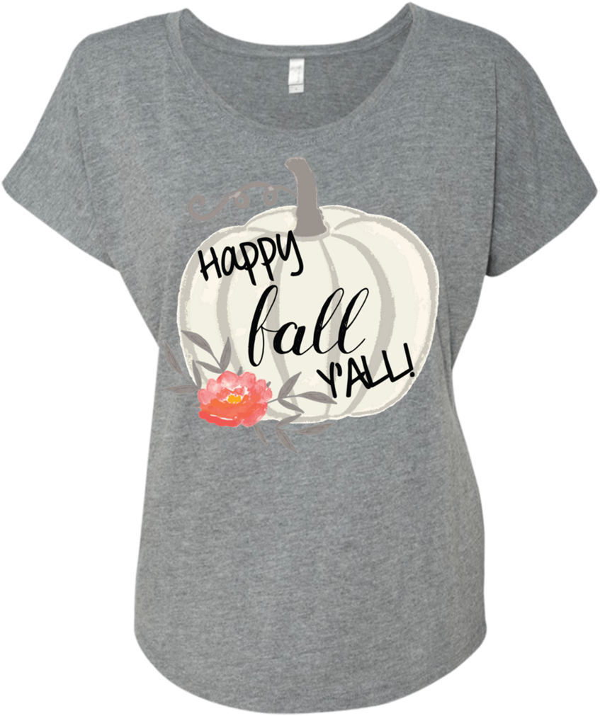 Happy Fall Y'all Watercolor Pumpkin Flowy Dolman Sleeve - Shirt (1024x1024), Png Download