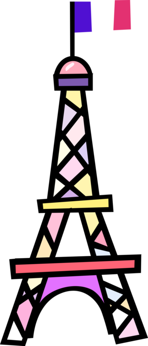 Vector Illustration Of Eiffel Tower On Champ De Mars - Paris Eiffelturm Clipart (299x700), Png Download