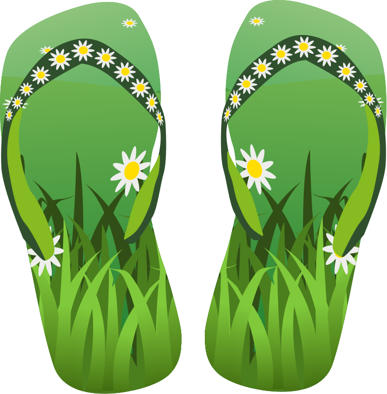 Sun Hot Weather Beach And Bbq Graphics - Green Flip Flops Clip Art (687x700), Png Download