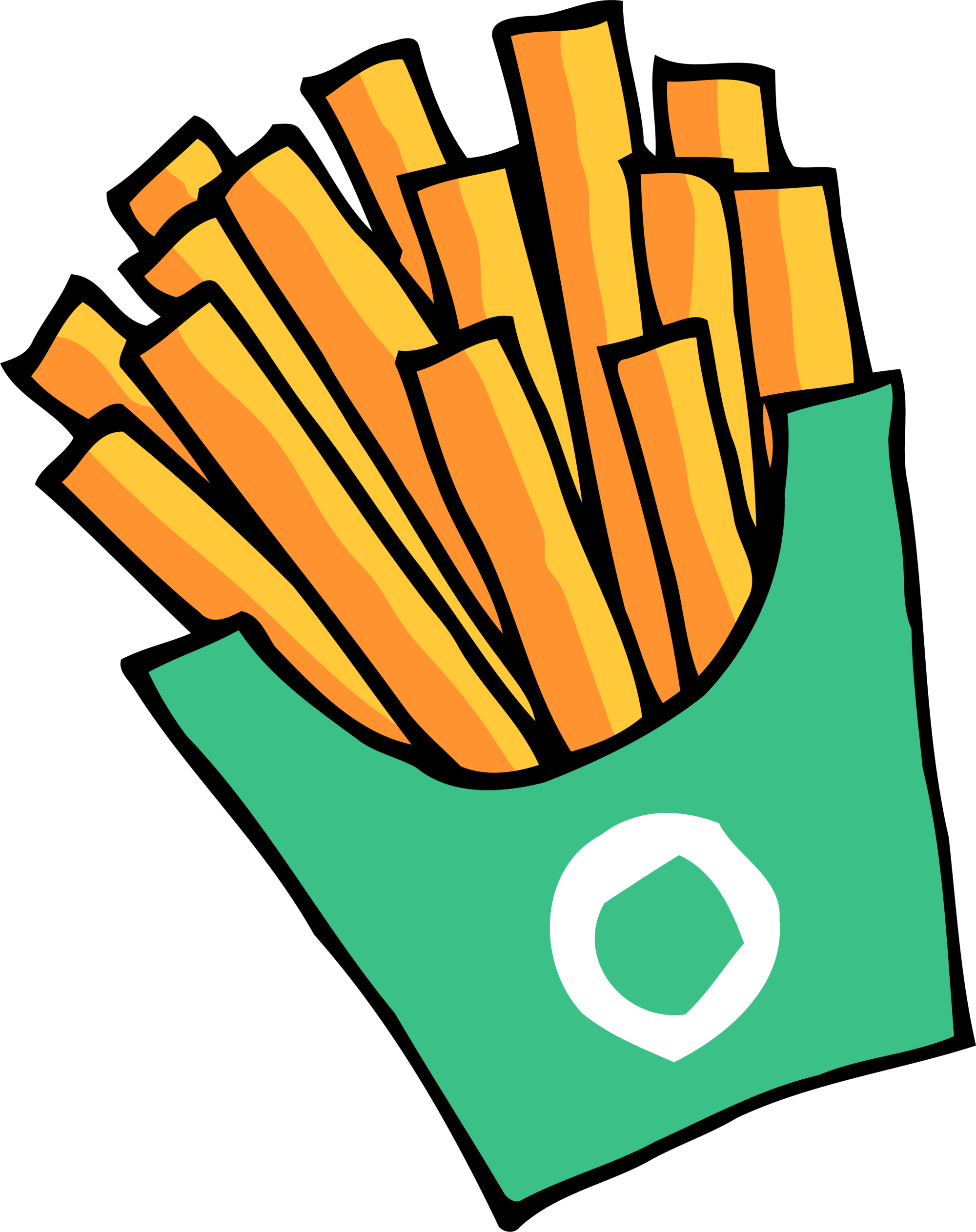 French Snack Green Hand Painted Transprent Png - French Fries (2000x2525), Png Download
