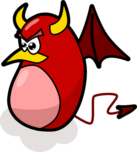 Red, Bad, Wings, Devil, Horns, Evil, Scary, Tale - Evil Clipart (575x640), Png Download