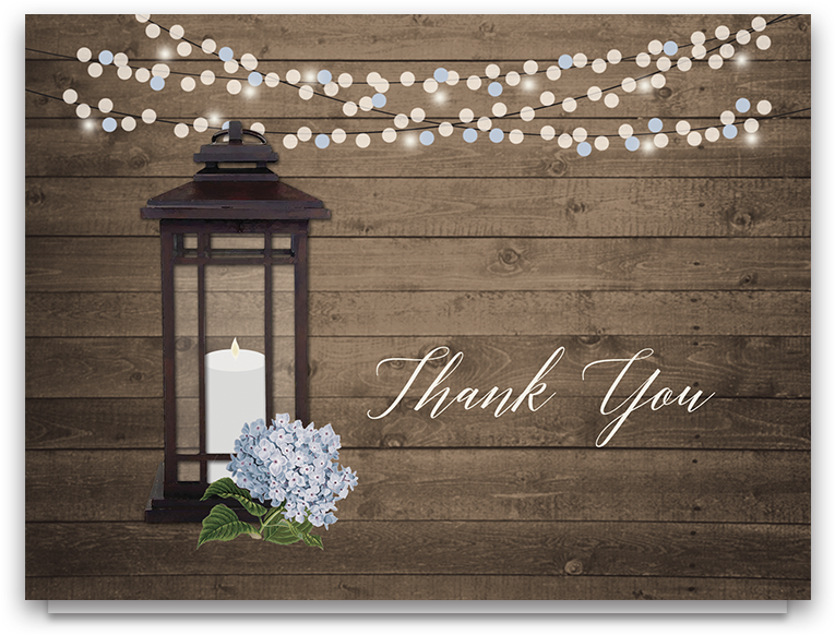 Rustic Metal Lantern Folded Wedding Thank You Cards - Lantern (900x900), Png Download