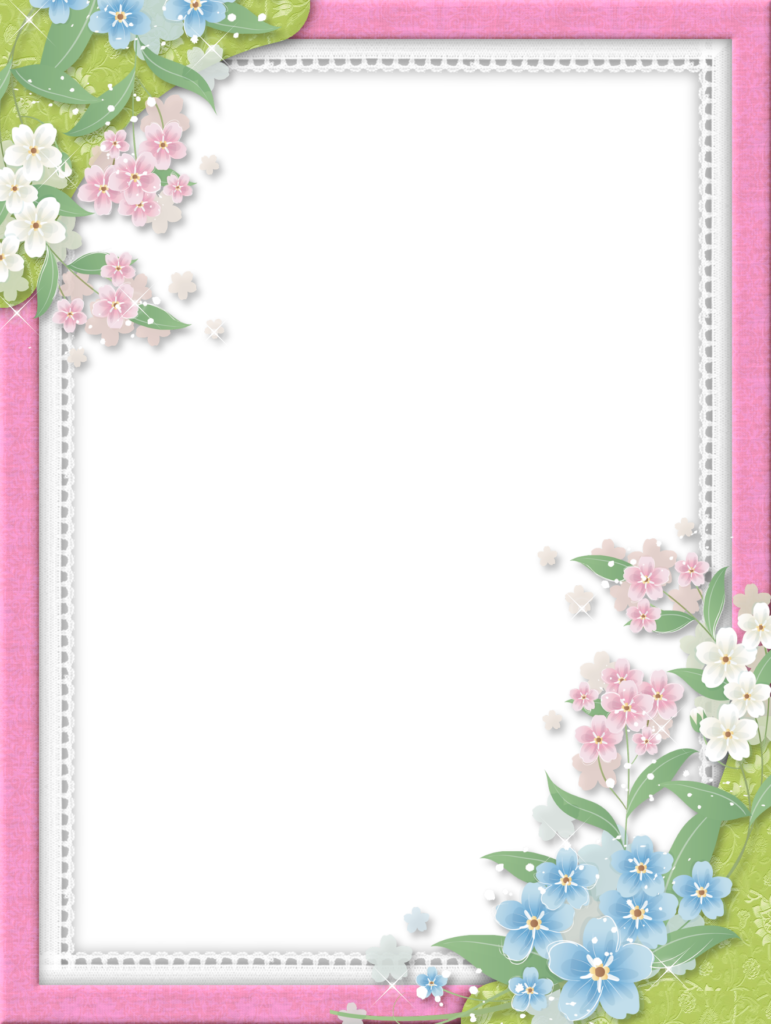 Pink Flower Frame Png Image - Pink Flowers Frame Png (771x1024), Png Download