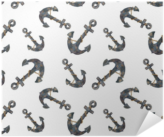 Watercolor Seamless Pattern With Anchors - Watercolor Painting (400x400), Png Download