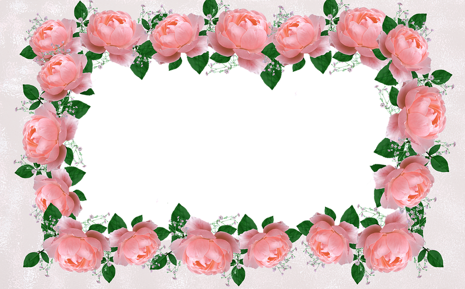 Frame, Border, Decorative, Floral, Roses - Decorative Border Flower Design (960x596), Png Download