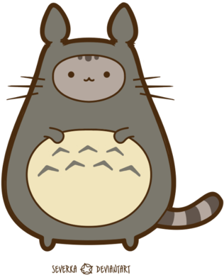 Pusheen Transparent Png - Pusheen Totoro (400x478), Png Download