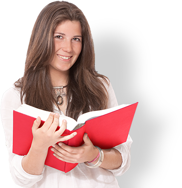 Smiling Young Girl Holding An Open Book - Girl With Book Png (400x400), Png Download