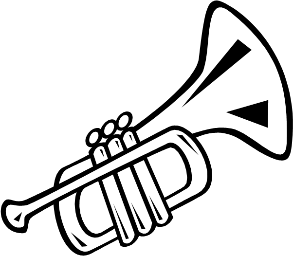 Trumpet Clip Art Clipartfest - Trumpet Clipart Black And White (606x559), Png Download