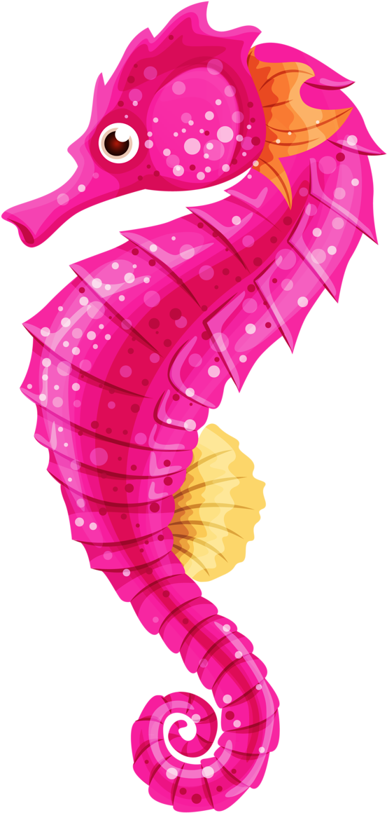 Seahorse Clipart Pink Mermaid - Water Animals Clipart Png (716x1280), Png Download