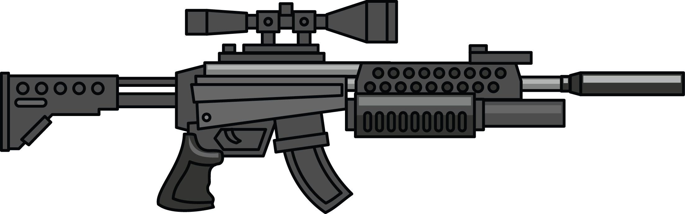 Weapon Clipart Military Weapon - Machine Gun Clip Art (2206x690), Png Download