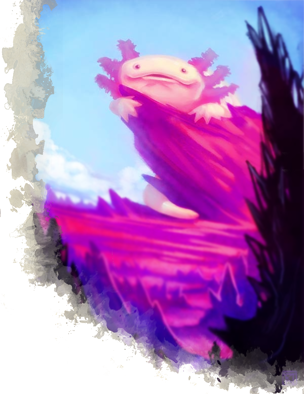 Otherwordly Patron - Axolotl Art (600x777), Png Download