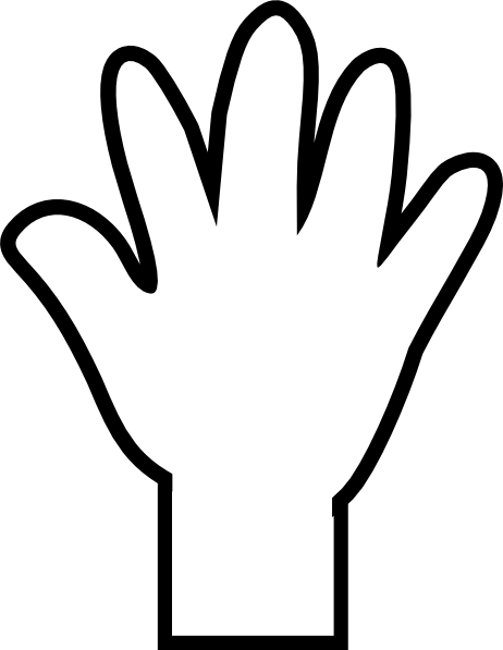 Handprint Clipart Cold Hand - Clip Art Hand Clipart Black And White (462x597), Png Download