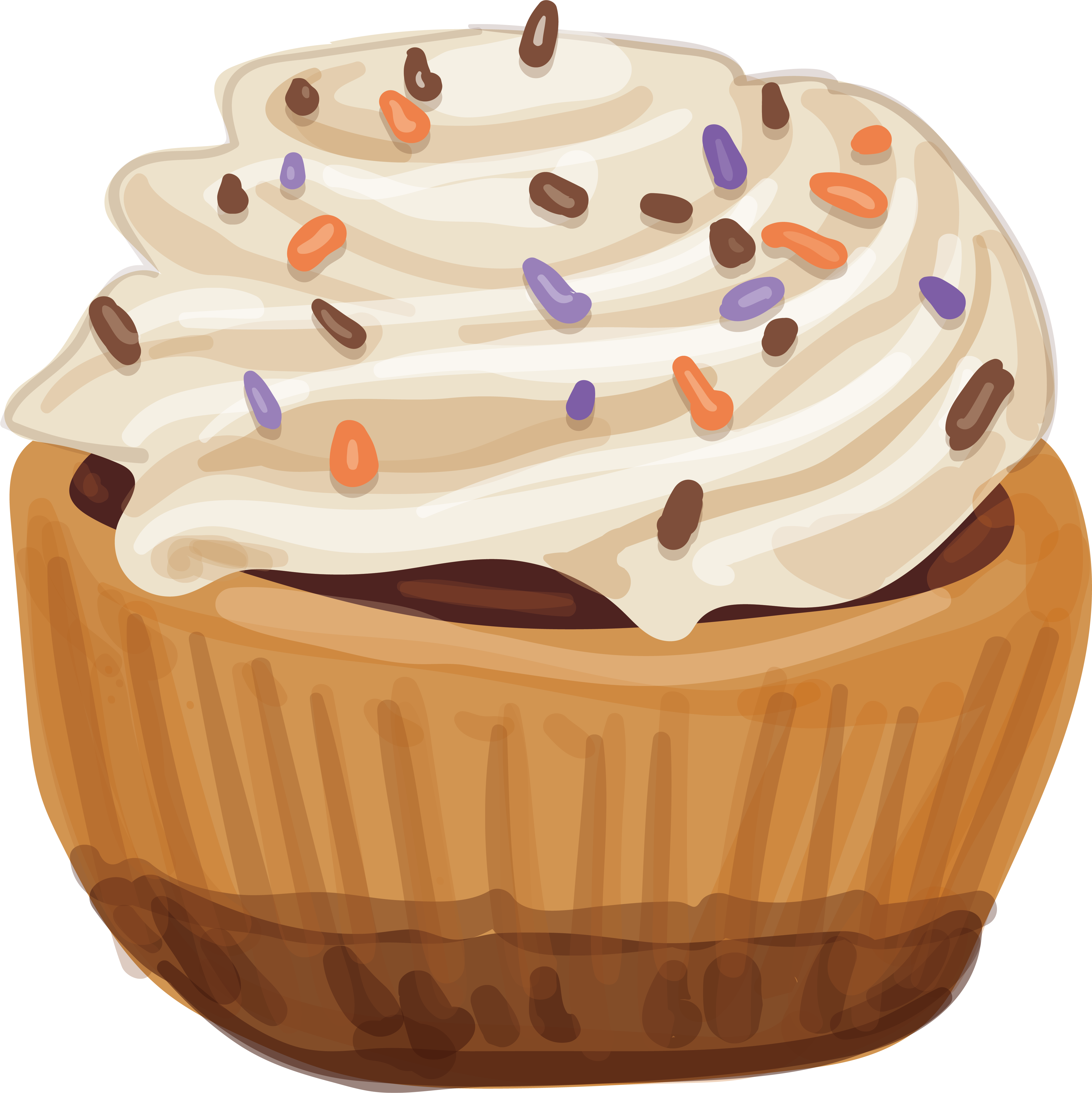 Cupcake Cream Watercolor Painting - Cake Design Png (4308x4310), Png Download