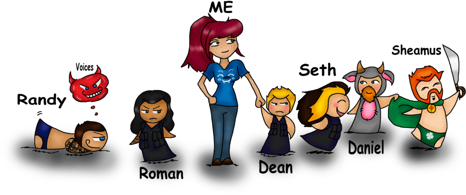 Talking Wwe Chibis For A Walk By Fallonkyra On Deviantart - Cartoon (1024x483), Png Download
