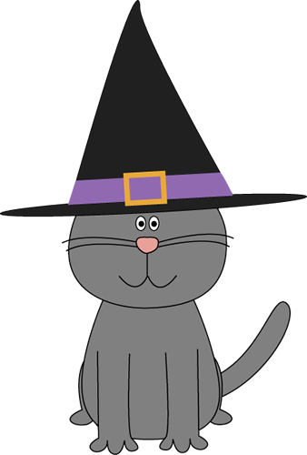 Cute Halloween Clip Art Image - Cute Halloween Cats Clipart (338x500), Png Download