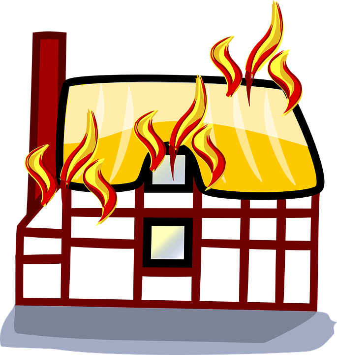 House - House Burning Clipart (564x594), Png Download