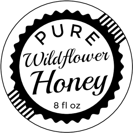 Ol350 - 2 - 5" Circle - Vintage Stamp Honey Bottle - Black Circle Label Png (500x500), Png Download