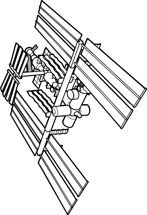International Space Station Drawing Astronaut Satellite - International Space Station Outline (513x750), Png Download