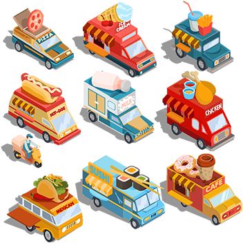 Isometric Illustrations Of Cars Fast Delivery Of Food - Isometric Illustrations Delivery (360x360), Png Download