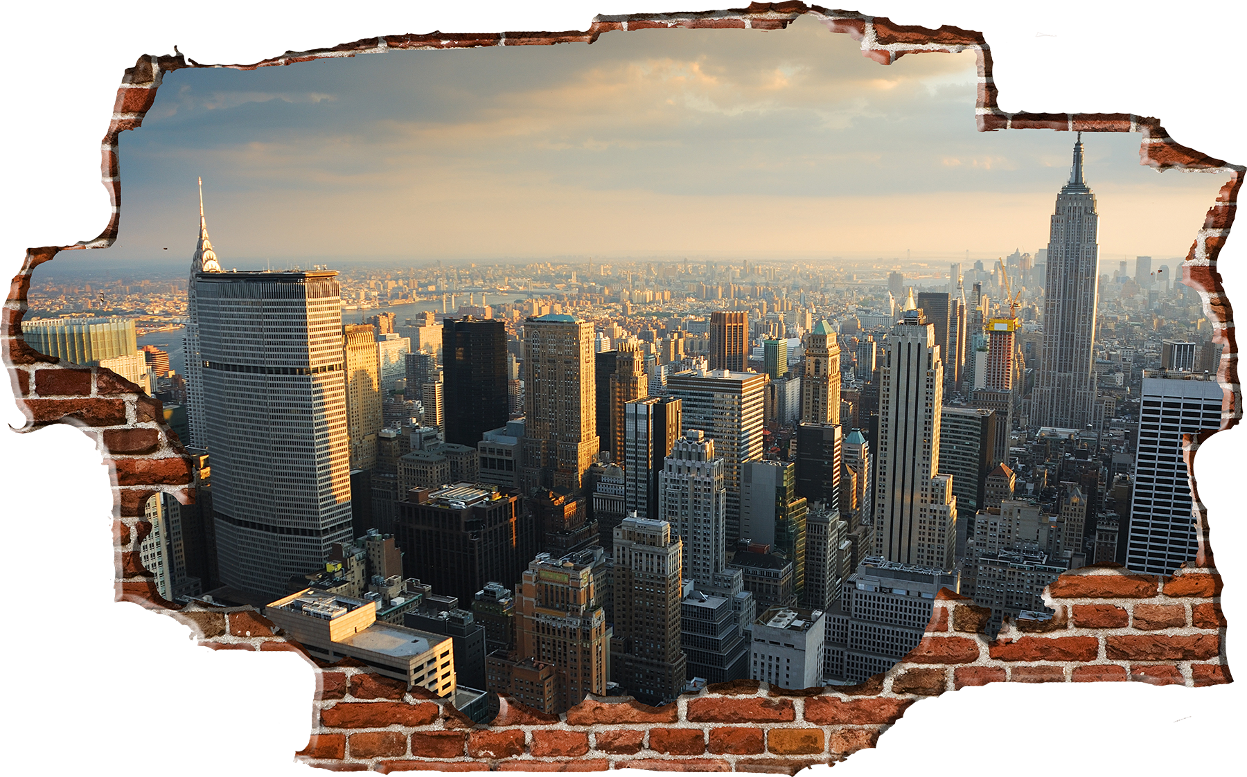 Breaking Wall New York City Skyline - New York City (1800x1122), Png Download