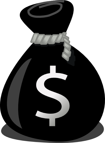 Picture Black And White Bag Clip Art At Clker Com Online - Money Bag Vector Png (438x596), Png Download