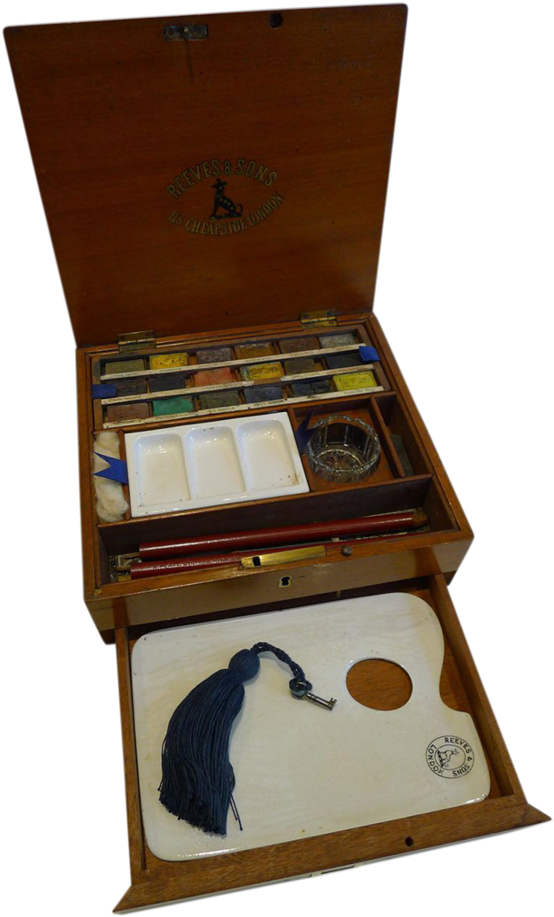 Victorian Artist's Watercolour Paint Box By Reeves - Hardwood (1023x1023), Png Download