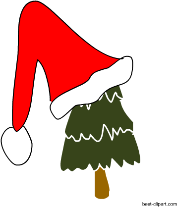 Christmas Tree With Santa's Hat Free Clip Art - Christmas Day (450x450), Png Download