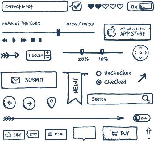 Hand-drawn Goods - Doodle Gui Elements (520x500), Png Download