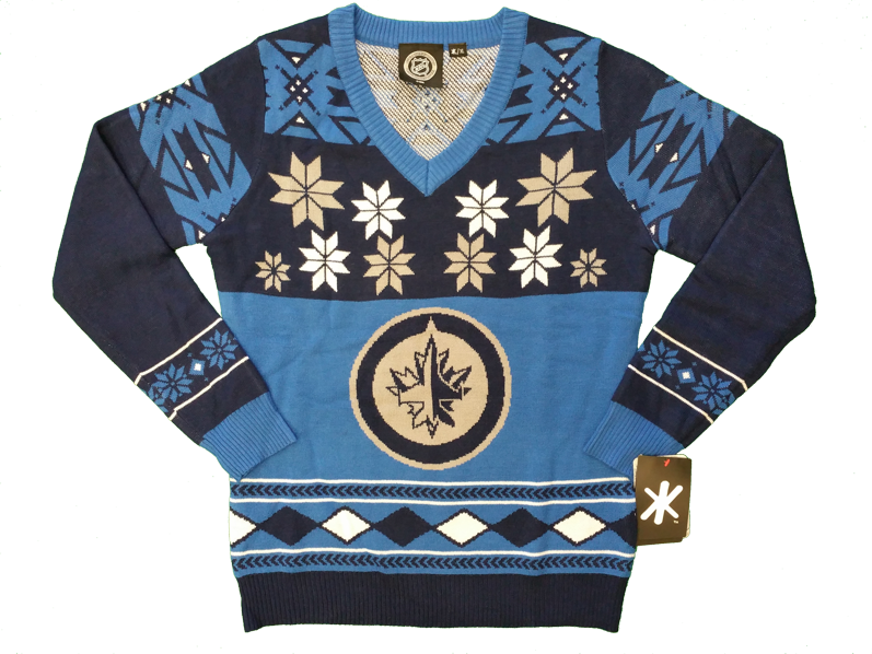 Winnipeg Jets Womens Big Logo Ugly Christmas Sweater - Vancouver Canucks Womens Big Logo V-neck Sweater Large (797x598), Png Download