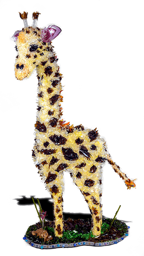 Effect Lula Giraffe Broken Glass Sculpture - Giraffe (500x891), Png Download
