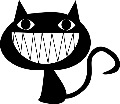 Cat Laughing Grinning Evil Teeth Psycho An - Evil Cat Clip Art (393x340), Png Download