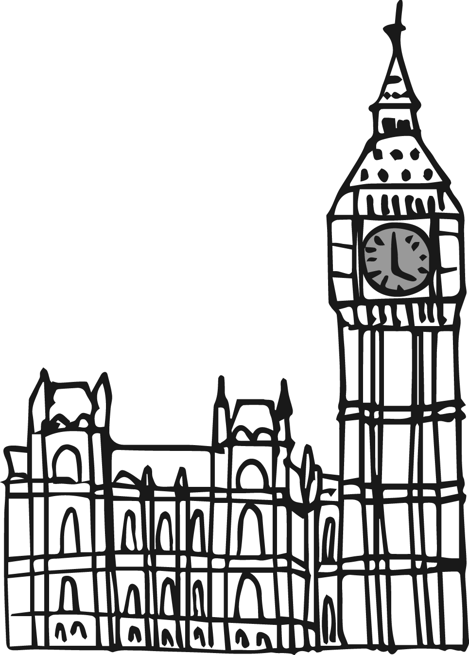 Drawn Big Ben England - Англия Рисунки (965x1348), Png Download