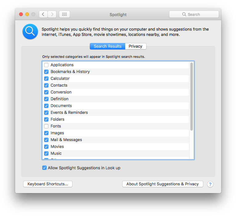 Disable Spotlight Results - Macos (780x709), Png Download