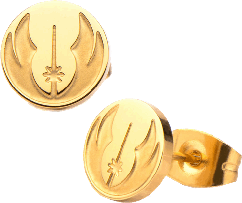 Medieval Collectible Jedi Order Gold Stud Earrings (600x600), Png Download