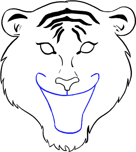 Vector Transparent Stock Drawing Tiger Open Mouth - Tiger Face Drawing Easy (678x600), Png Download
