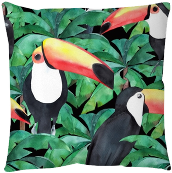 Watercolor Seamless Pattern With Tropical Birds - Mural Tropical Birds (400x400), Png Download