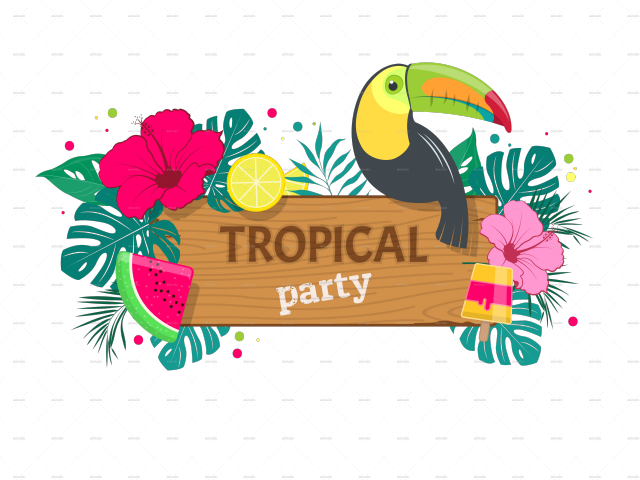 Tropical Clipart Tropical Party - Tropical Party (640x480), Png Download
