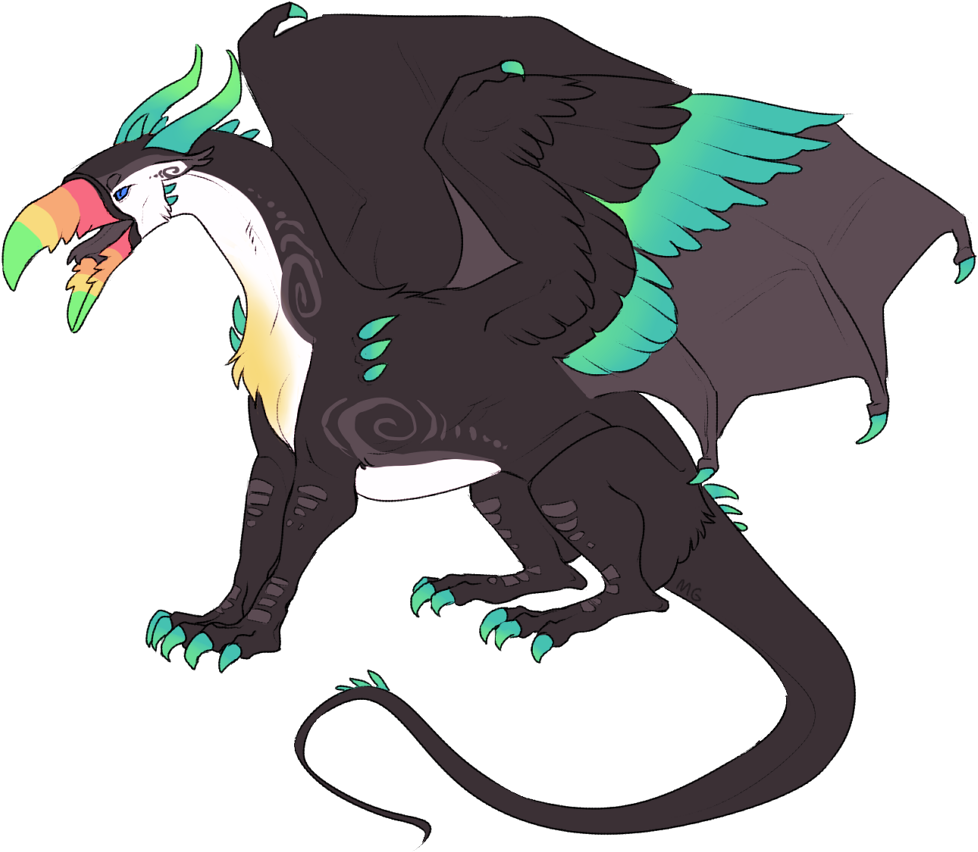 Toucan Dragon - Sold - Fur (1000x863), Png Download