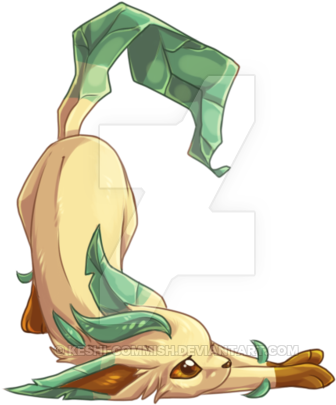 Leafeon By Keshi Commish-d4g8gmf - Leafeon Deviantart (400x416), Png Download