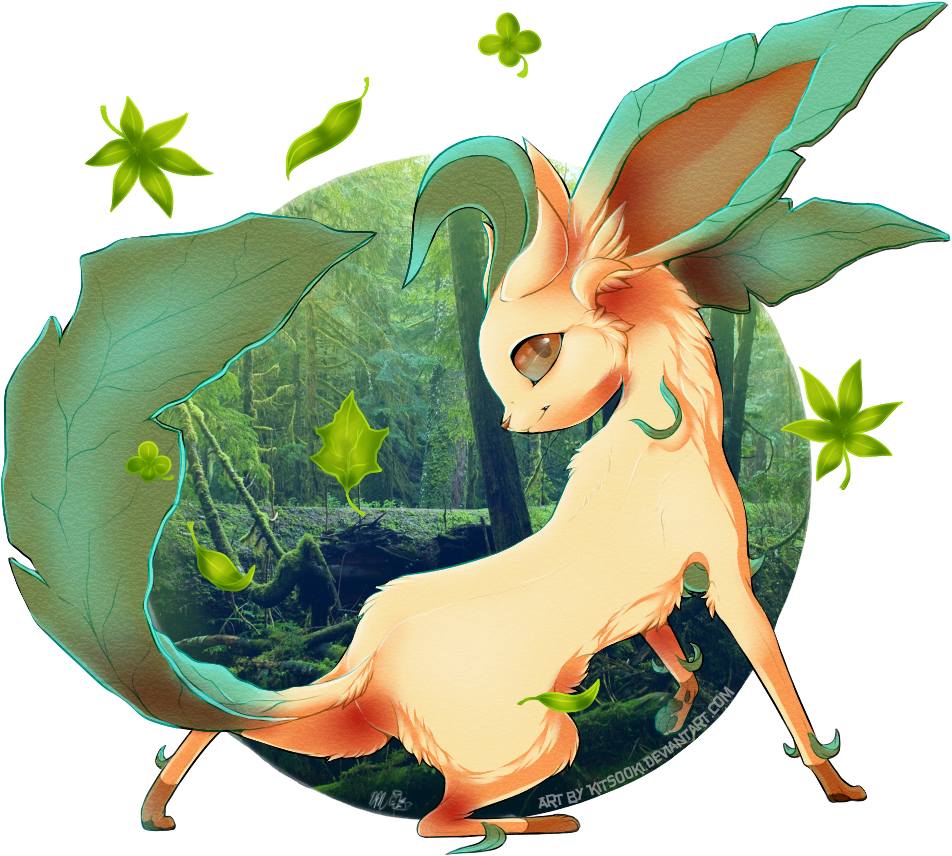 Leafeon By Kitsooki - Leafeon Deviantart (1000x1000), Png Download