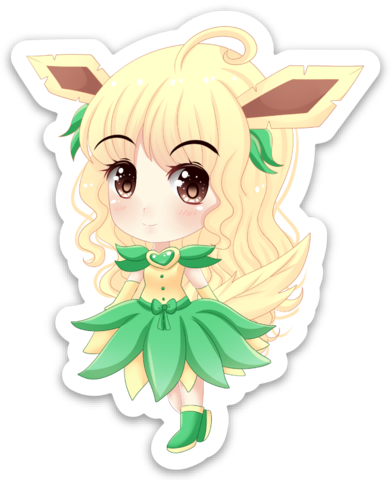 Leafeon Chibi Vinyl Magnet - Leafeon (391x480), Png Download