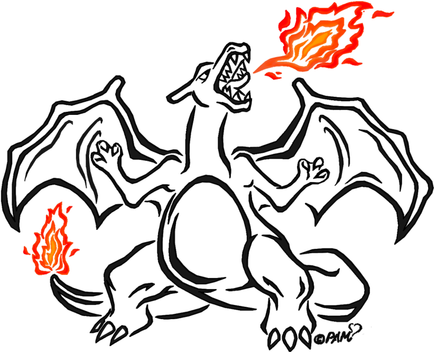 Charizard Design Tattoos Pinterest Pok Mon - Charizard Clipart Black And White (900x725), Png Download